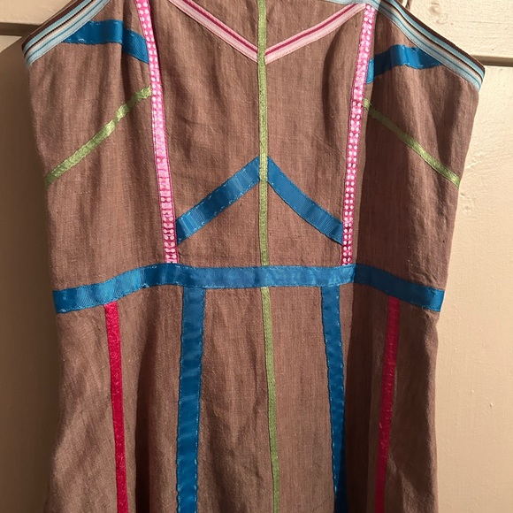 Vintage Handmade Linen Ribbon Prairie Dress - Picture 6 of 7